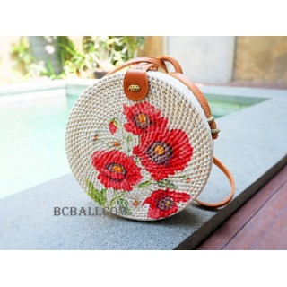 deco flowers circle rattan sling bags fashion